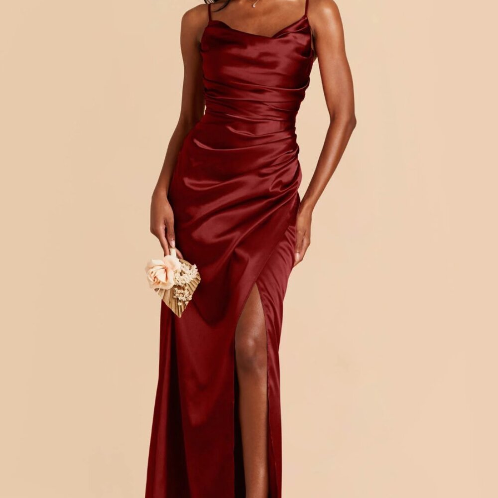 Birdy Grey Lydia Shiny Satin Bridesmaid Dress - Cabernet XS